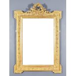 A 19th Century Gilt Framed Rectangular Wall Mirror, crest carved with cornucopia and swags, deep