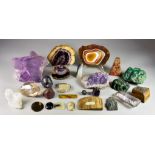 A Small Collection of Primarily Polished Mineral Specimens, including three examples of Blue John,