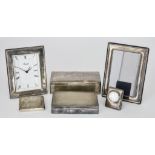 A Continental Sterling Silver Rectangular Cigarette Box and Mixed Silver Ware, the cigarette box