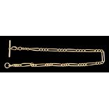An 15ct Gold Elongated Link Albert Watch Chain, 430mm overall, gross weight 53g