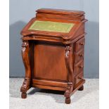 A Victorian Mahogany Miniature Davenport, with lidded superstructure, leather-lined slope, fitted