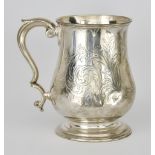 A Victorian Silver Baluster-Shaped Tankard by Daniel and Charles Houle, London 1866, with moulded