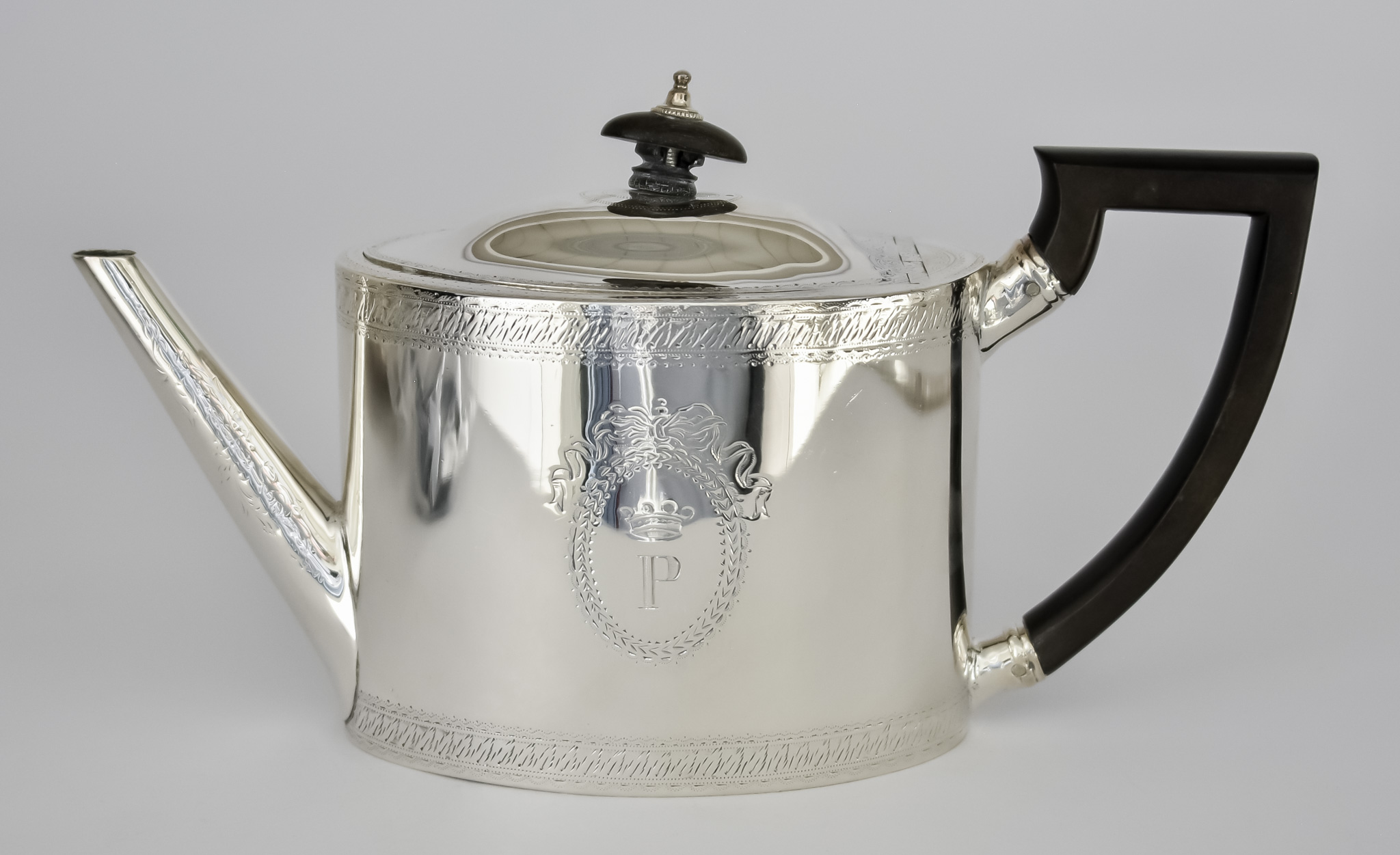 A George III Silver Oval Teapot of Neo-Classical Design, by Robert Hennell I, London, 1792, the