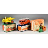 Three Dinky Toys Vehicles, No562 "Dumper Truck", No 555 "Fire Engine with Extending Ladder" and a "