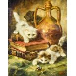 Johannes Wouterus Van Trirum (1924-1978) - Oil painting - Still life with three quizzical kittens