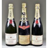 Three Bottles of Champagne, comprising - one bottle of interest by Perrier-Jouet, reserve Cuvee,