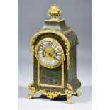 A 19th Century French Green Tortoiseshell and Boulle and Gilt Metal Mounted Mantel Clock by Vincenti