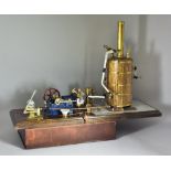 A Brass and Wood Scratch Built Model of a Static Steam Engine, 26ins x 20ins high Note: No boiler