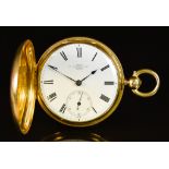An 18ct Gold Full Hunter Cased Pocket Watch by Dent, 35 Cockspur St, London, Serial No.24898, signed