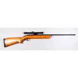 A .22 Calibre Air Rifle by BSA, model Mercury,18ins blued steel barrel and action, polished wood