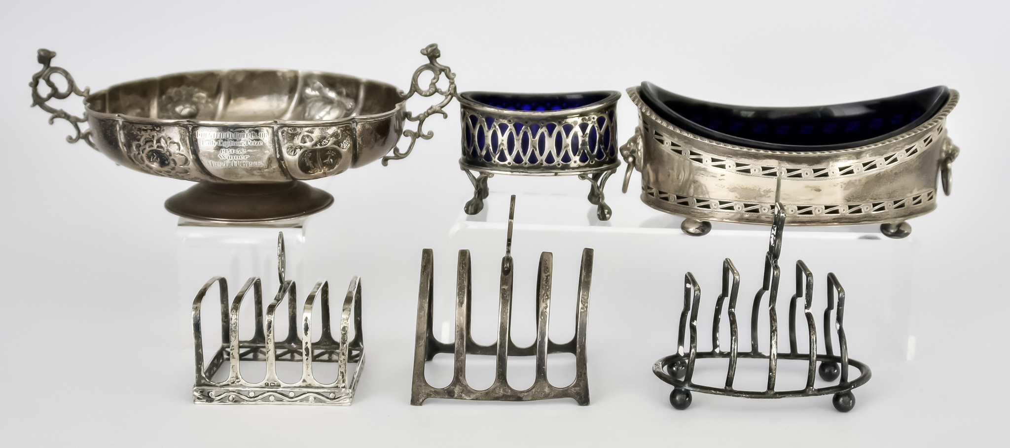 An Edward VII Silver Circular Two-Handled Shallow Bowl and Mixed Silver Ware, the shallow bowl by