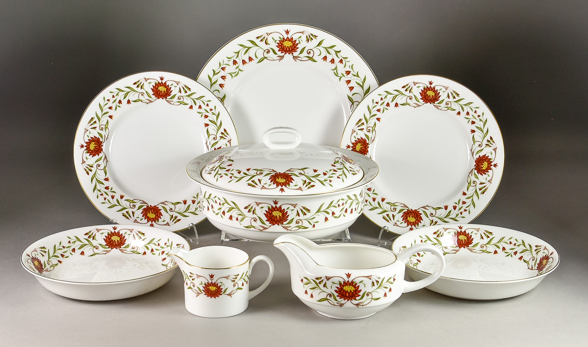 A Wedgwood Susie Cooper Bone China "Mariposa" Pattern Part Dinner Service, (pattern no. C2103),