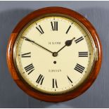 A 19th Century Mahogany Cased Dial Wall Clock by H Lamb of London, the 12ins cream enamel dial