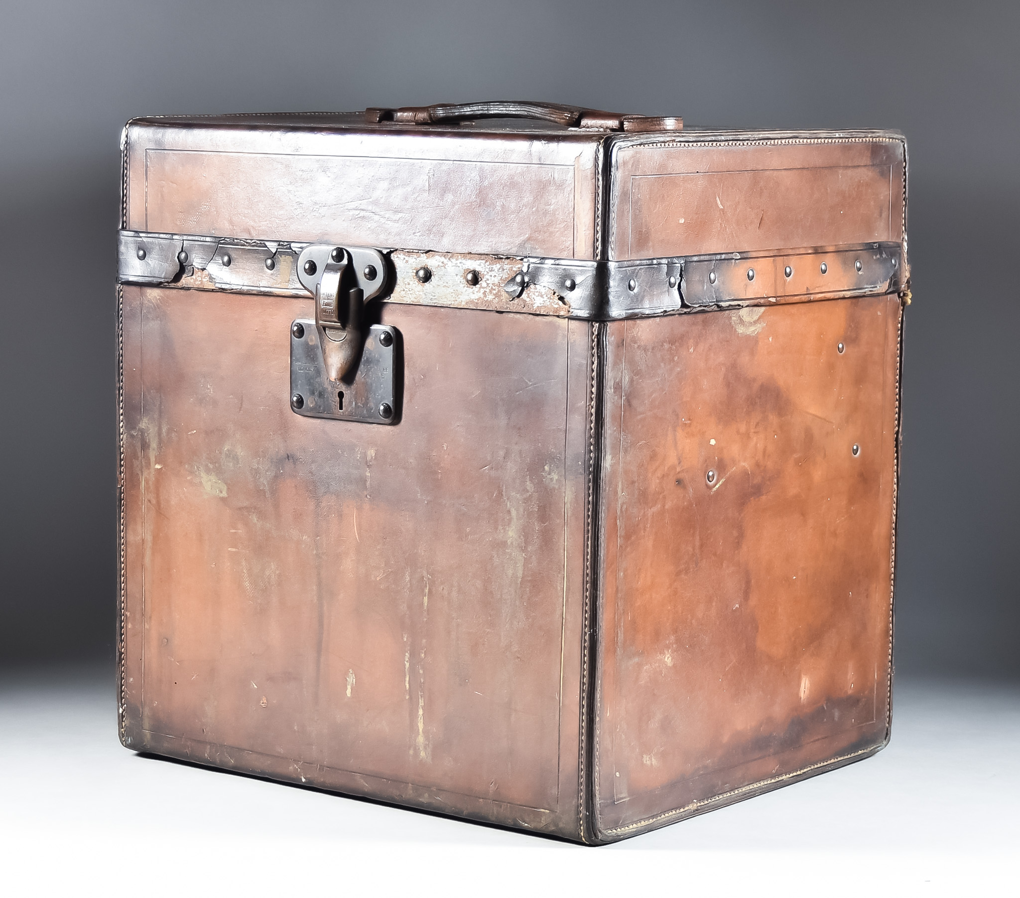 An Early 20th Century Canvas and Leather Bound Louis Vuitton Cabin Trunk of Small Proportions,