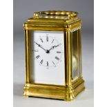 A 19th Century French Brass Cased Carriage Clock, by Drocourt, No.40516, the white enamel dial