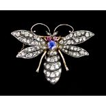 A Brooch in the Form of a Bee, Late 19th/Early 20th Century, set with old cut diamonds,
