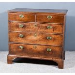 A Late Georgian Oak Chest, fitted two short and three long graduated drawers, on bracket feet, 37ins