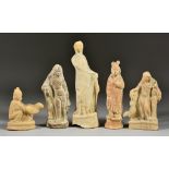 A Small Collection of Primarily Greek Pipe Clay Figures, including - young boy with cockerel, 3.