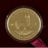 A 2015 South African Krugerrand Coin, proof, in fitted case with certificate of authenticity, No.