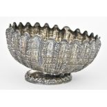 A Silvery Metal Shell Pattern Punch Bowl, with engraved diamond registration mark with shaped rim