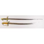 A Late 18th/Early 19th Century English Officers Sword, double edge blade, 32ins, gilt metal cross