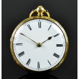 An 18ct Gold Open Faced Pocket Watch, signed internally Sarah Edwards Ad 1854, Serial No.84596, 42mm