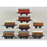 A Quantity of Hornby "O"Gauge Tin Plate Carriages, comprising - eight Pullman coaches, one guards