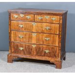 An 18th Century Walnut Chest, with moulded edge to top, fitted two short and three long drawers,