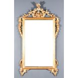 An Early 20th Century Gilt Framed Rectangular Wall Mirror, carved shaped cresting, with trailing
