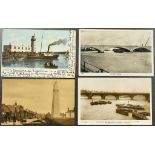Three postcard Albums, Early 20th Century, containing views of theatres, street scenes, piers,