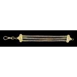 A Yellow Metal (Tests as 14ct) Albertina Watch Chain (with 9ct clasp), 130mm overall, gross weight