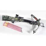 A Compound Hunting Cross Bow, by X Bows Ltd., with a quantity of bolts, a re-curved long bow, by