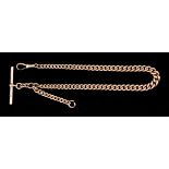 A 9ct Gold Albert Watch Chain, curb link, 320mm overall, gross weight 38.5g