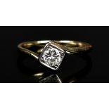 An 18ct Gold Solitaire Diamond Ring, Modern, set with a centre solitaire diamond, approximately .