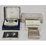 A Thai Sterling Silver Rectangular Cigarette Box and a Cigarette Case and Mixed Silver Ware, the