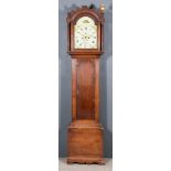 A 19th Century Mahogany Longcase Clock, by Robins of Canterbury, the 12ins arched painted dial