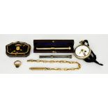 Three Gilt Metal and Silver Propelling Pencils and Mixed Items, including - a gilt metal