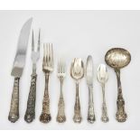 A Selection of Victorian Silver Kings Pattern Table Wares, various makers and dates, comprising -