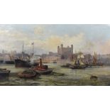 Robert Ernest Roe (1852-1921) - Oil painting - The Thames looking across to the Tower of London,