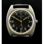 A 20th Century Manual Wind Military Wristwatch, by Hamilton, Serial No. 114118/73, stainless steel