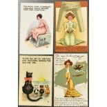 Three Postcard Albums, Late 19th/Early 20th Century, containing themes including childhood, animals,
