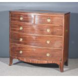 A George III Mahogany Bow Fronted Chest, with reeded edge to top, fitted two short and three long