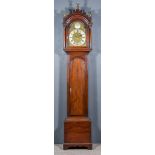 A 19th Century Mahogany Long Case Clock, the 12ins arched brass dial with silvered chapter ring with