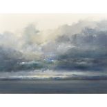 ***Ethel Walker (born 1941) - Oil painting - "Low Cloud, Sound of Jura", signed, board, 13.5ins x