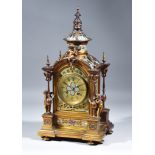 A Late 19th Century French Gilt Brass and Champlevé Enamel Mantel Clock by Vincenti & Cie and