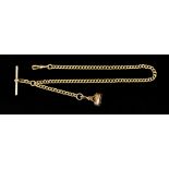 An 18ct Gold Albert Watch Chain with Suspended Fob, 350mm overall, gross weight 24.7g