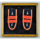A Pair of Turkish Epaulettes, Early 20th Century, each 3.75ins overall, in box frame and glazed,