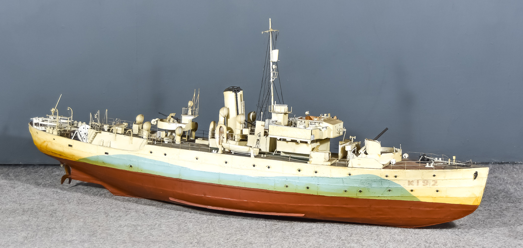 A 20th Century "K192" Flower Class Corvette of World War II, plastic kit produced by Matchbox 1:72