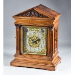 A Late 19th/Early 20th Century German Oak Cased Mantel Clock by Winterhalder & Hofmeier, the 5.