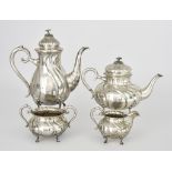 A Scandinavian Harlequin Silver Four-Piece Tea and Coffee Service, stamped Frisenberg 830